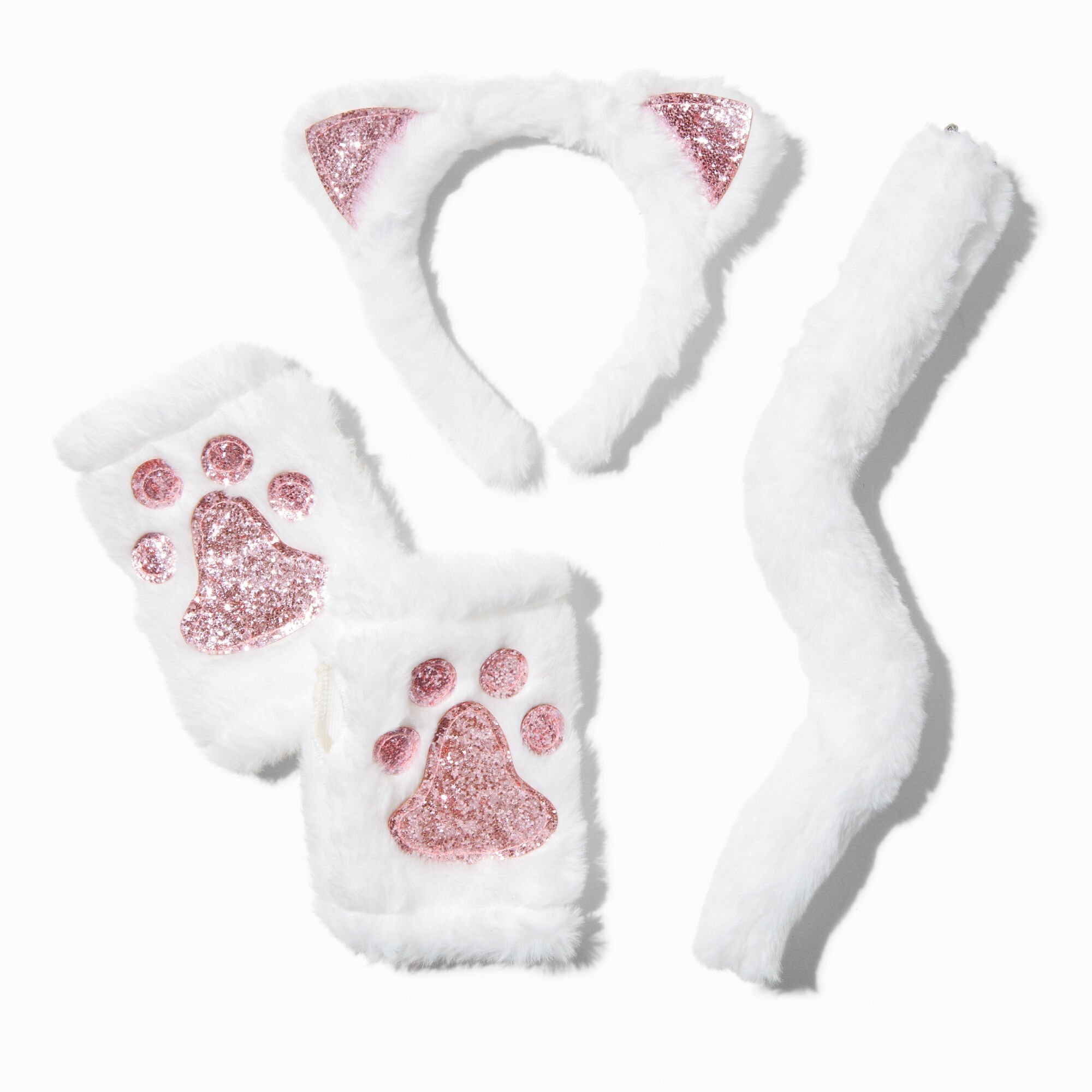 Claire's Ensemble de déguisement en peluche chat blanc - Lot de 3