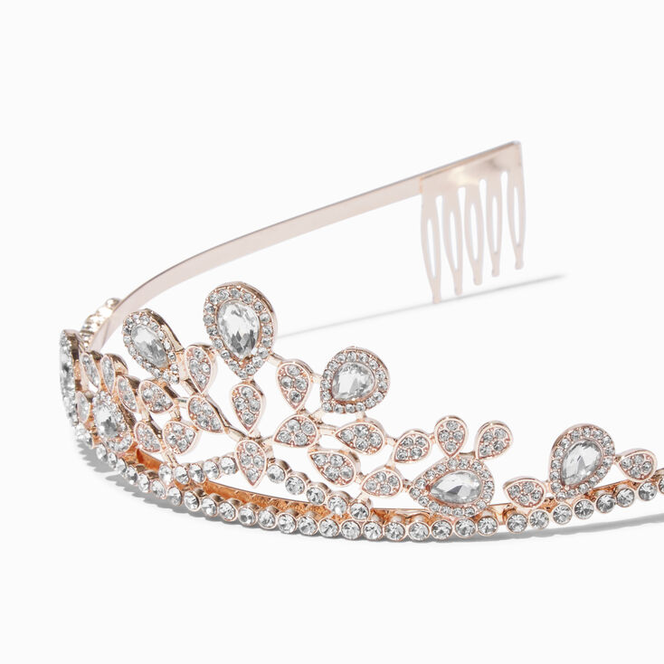 Diad&egrave;me Bianca en strass couleur dor&eacute; rose,
