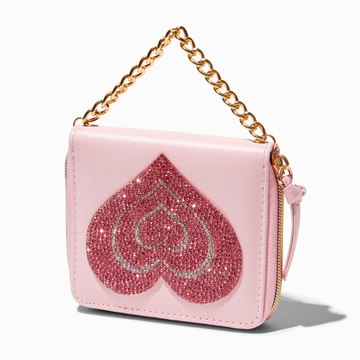 Embellished Heart Zip Around Wallet | Claire's