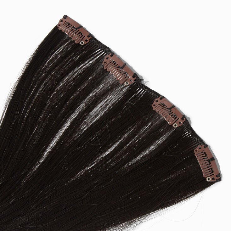 Extensions de cheveux synth&eacute;tiques &agrave; clip noirs - Lot de 4,