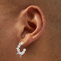 Silver-tone Pearl &amp; Spike 10mm Hoop Earrings,