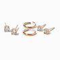18K Gold Plated Cubic Zirconia Stud &amp; Hoop Earring Set - 3 Pack,