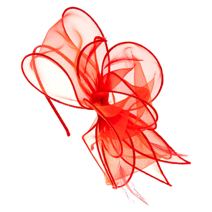 Red Chiffon Bow Hair Fascinator,