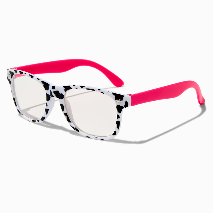 Claire&#39;s Club Cow Print Retro Clear Lens Frames,