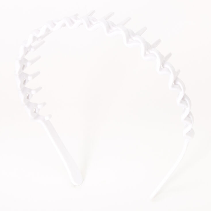 Claire's Serre-tête à pointes en zig zag couleur unie - Blanc