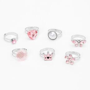 Claire&#39;s Club Pretty Pincess Rings - Pink, 7 Pack,