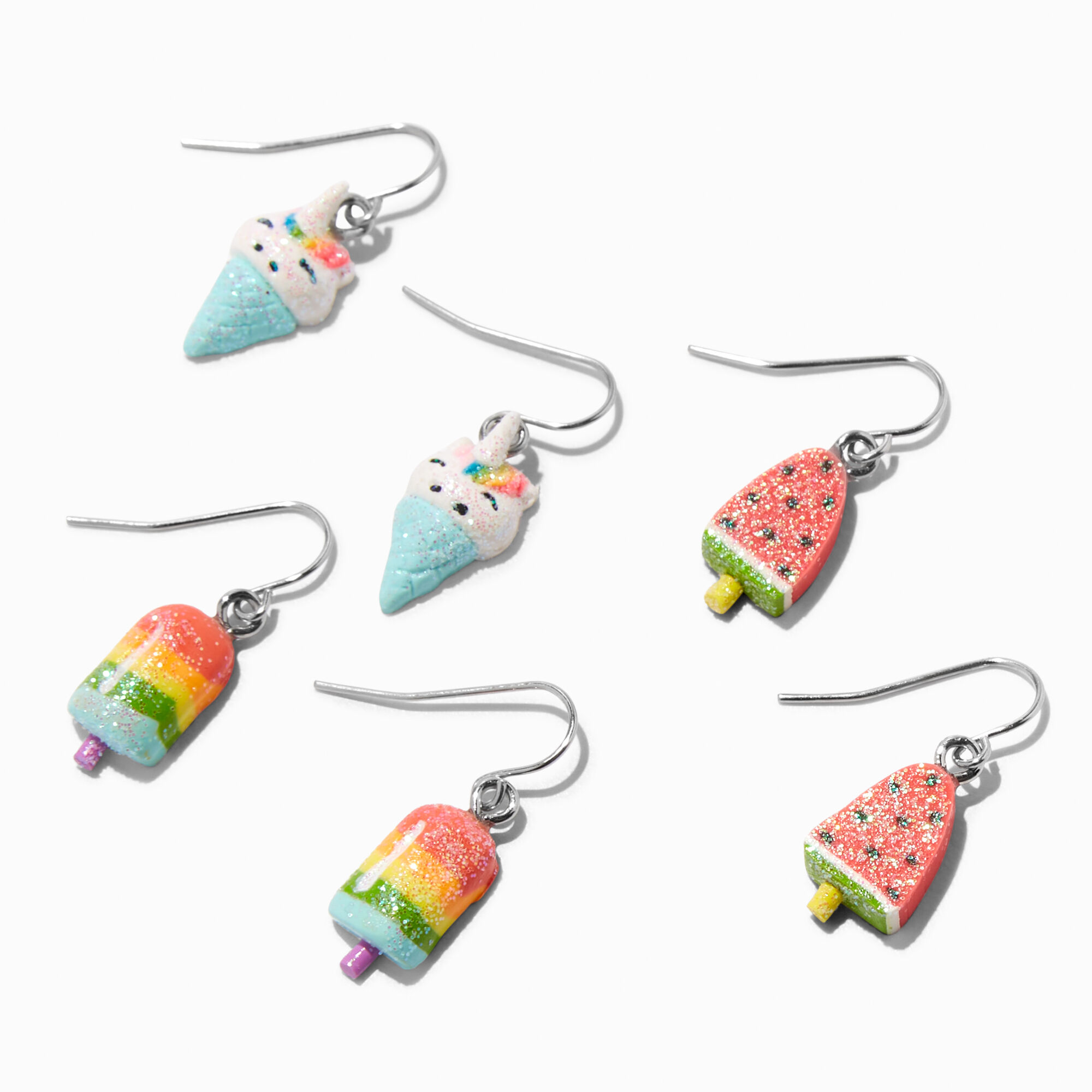 1 Rainbow Glitter Popsicle Drop Earrings 3 Pack