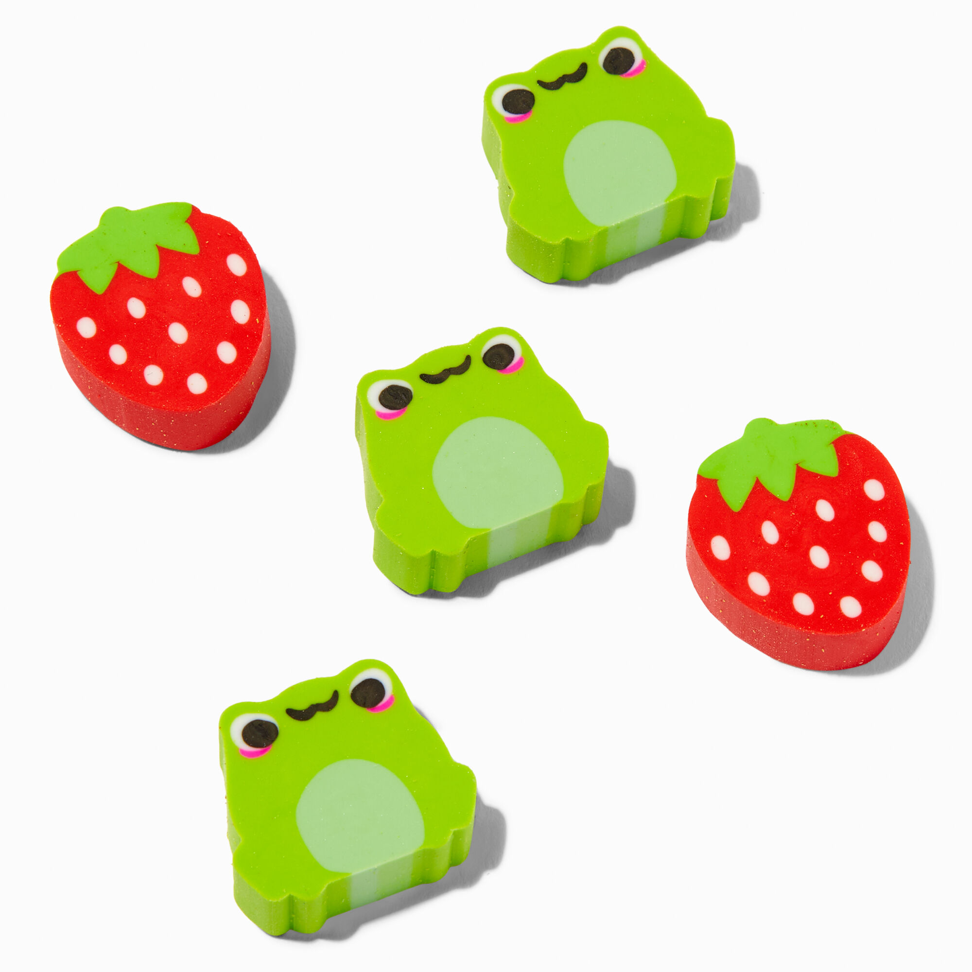View Claires Strawberry Frog Erasers 5 Pack information