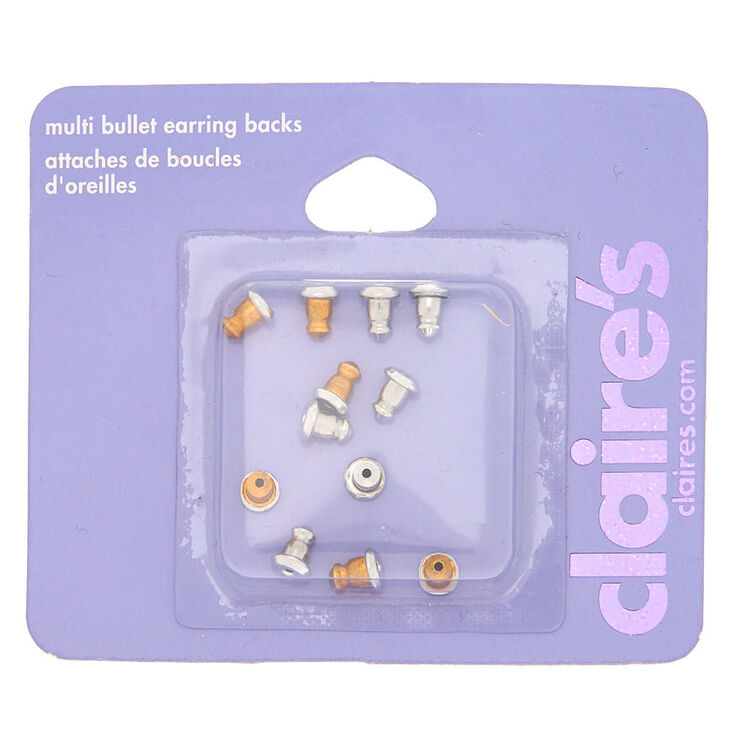 Mixed Metal Bullet Earring Backs - 12 Pack,