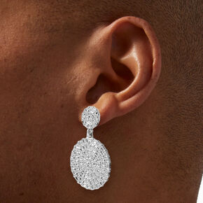 Silver-tone Basket Weave 2&quot; Drop Earrings ,