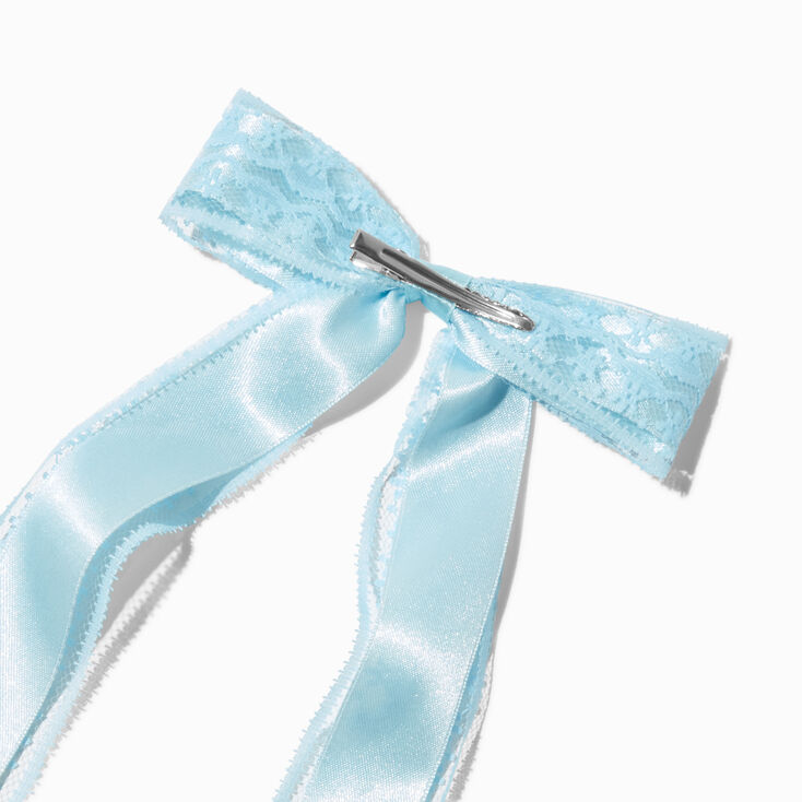 Light Blue Lace Satin Hair Bow Clip,
