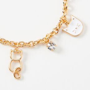 Gold Cat Charm Bracelet,