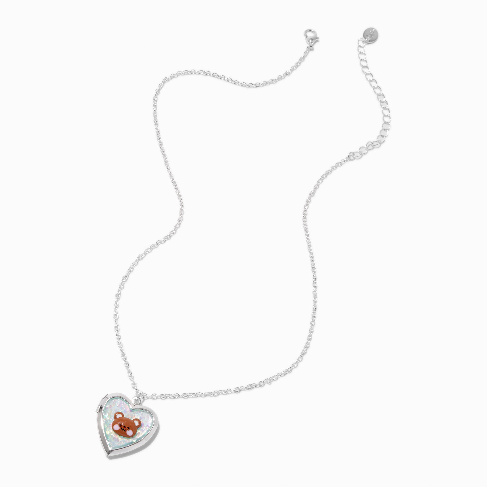 Bear Heart Locket Pendant Necklace,