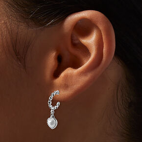 Silver-tone Pearl Heart Chain Connector Stackables Set - 6 Pack,