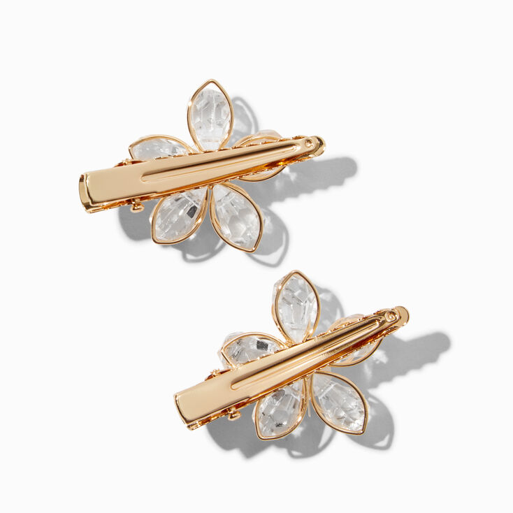 Claire&#39;s Club Gold Rhinestone Flower Hair Clips - 2 Pack,