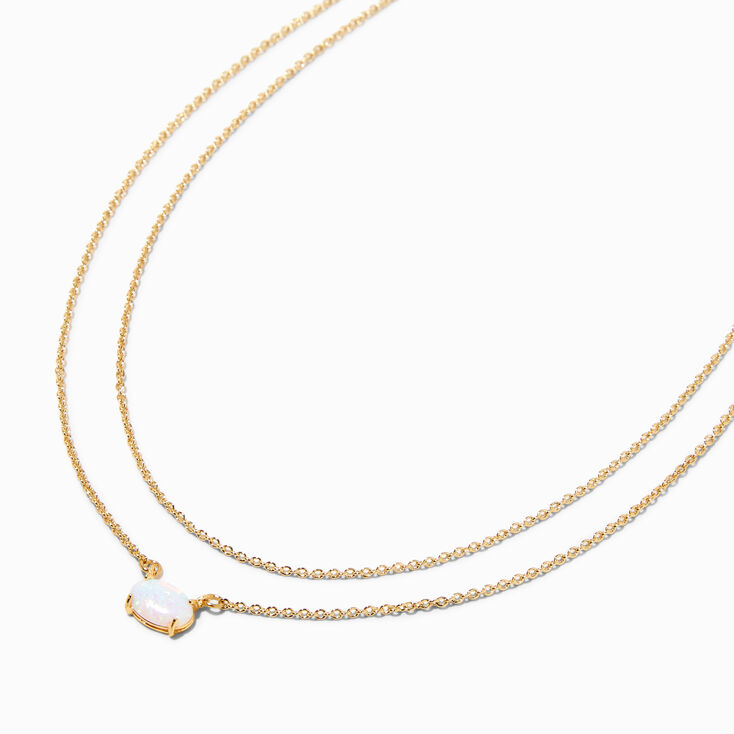 C LUXE by Claire&#39;s 18k Yellow Gold Plated Opal Multi-Strand Necklace,