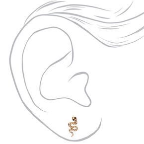 Gold-tone Embellished Snake Stud Earrings,