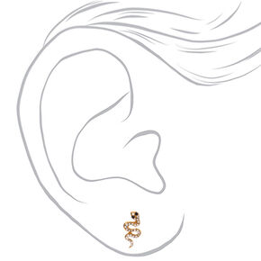 Gold Embellished Snake Stud Earrings,