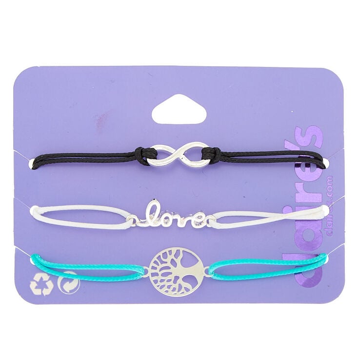 Claire's Bracelets chaînes arbre de vie Love symbole de l’infini couleur argentée - Lot de 3