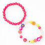 Yin Yang Happy Face Beaded Stretch Bracelets - 2 Pack,