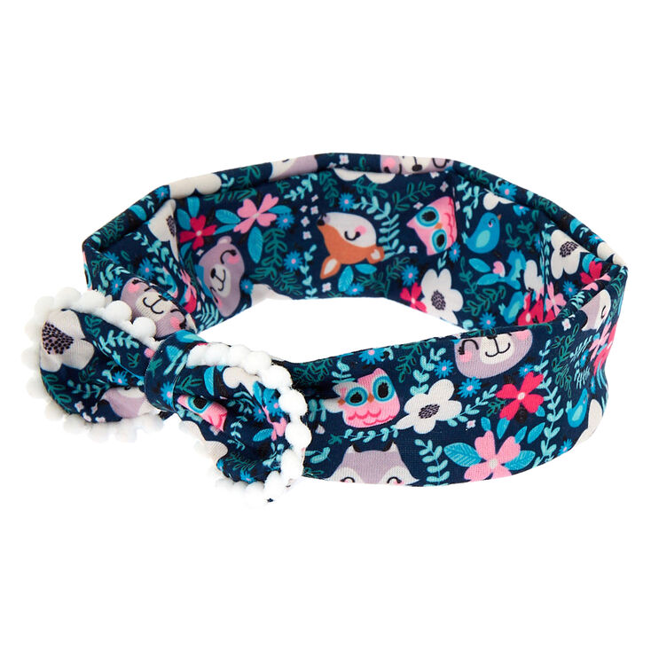 Claire's Club Floral Pom Headwrap Navy Claire's US