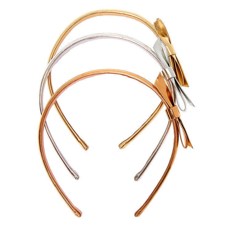 Claire&#39;s Club Metallic Bow Headbands - 3 Pack,