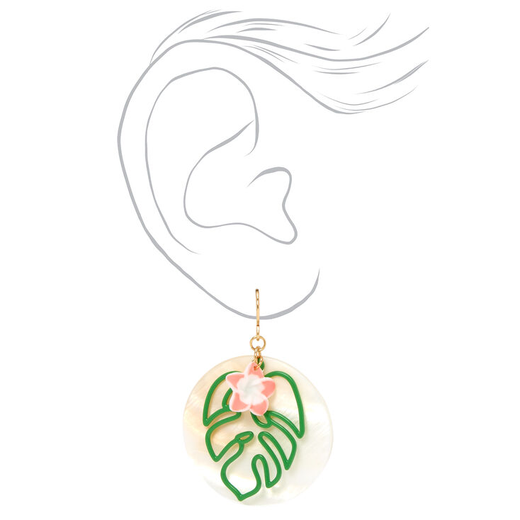 Tropical Round Shell 2&quot; Drop Earrings,