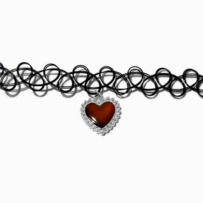 Heart Mood Pendant Tattoo Choker Necklace,