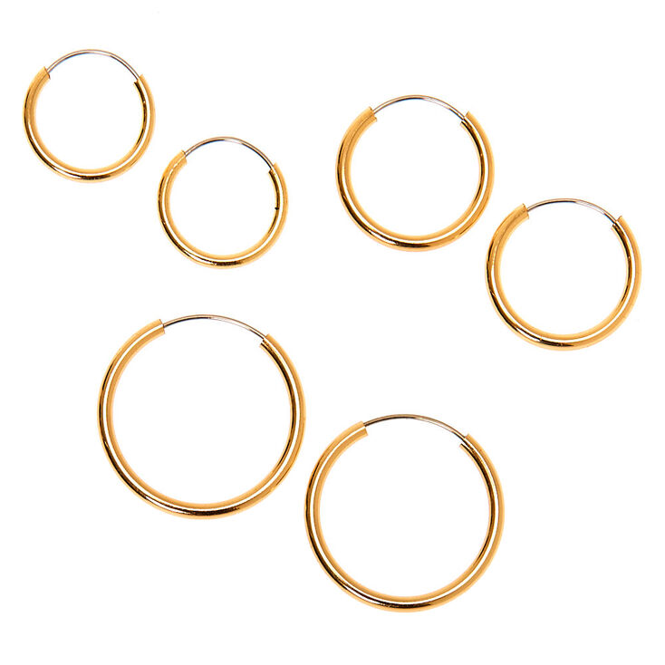 Gold Graduated Mixed Earrings - 9 Pack,