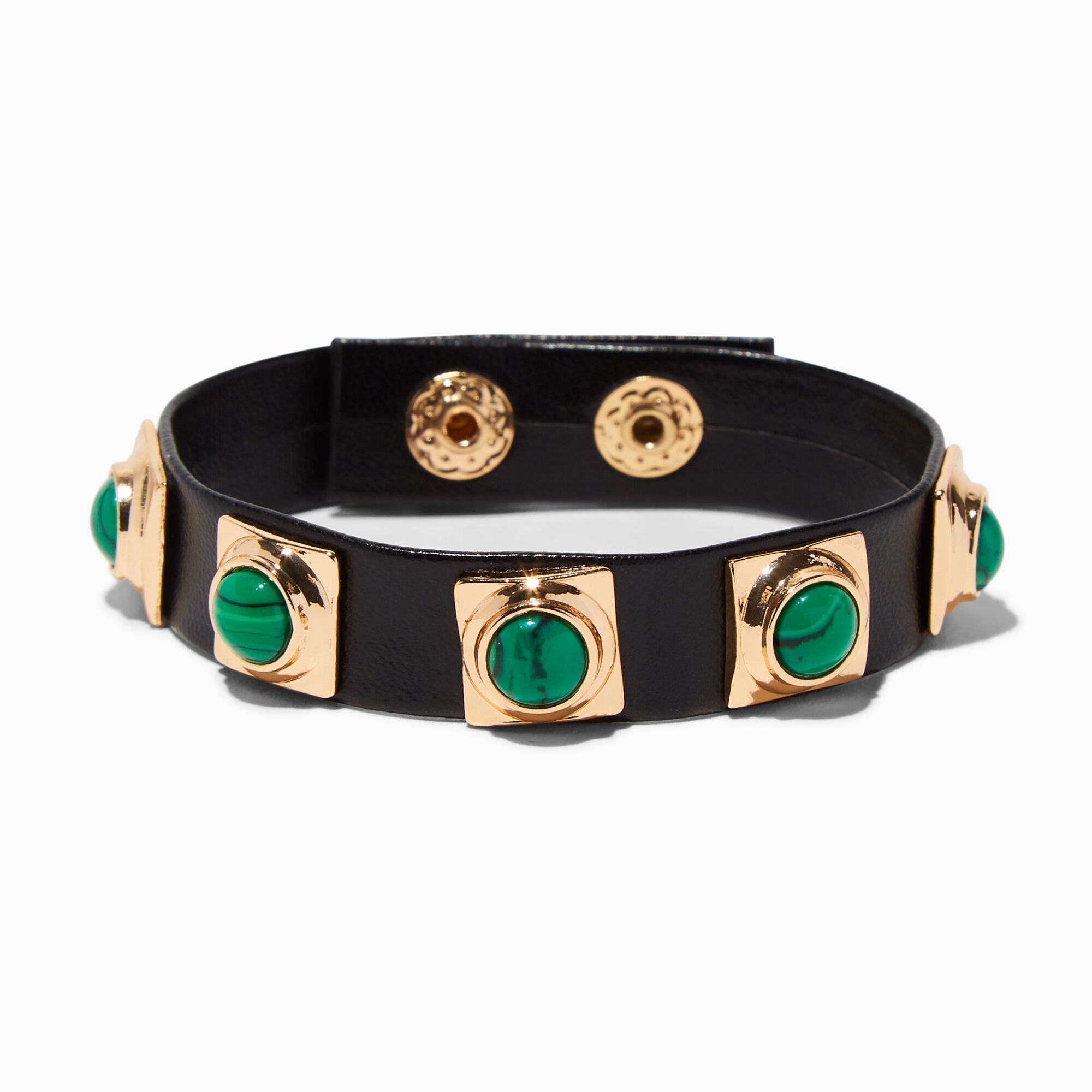 View Claires GoldTone Malachite Cuff Bracelet Black information