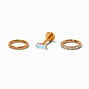 Gold-tone Titanium Iridescent AB Cubic Zirconia 18G Threadless Tragus Earrings - 3 Pack,