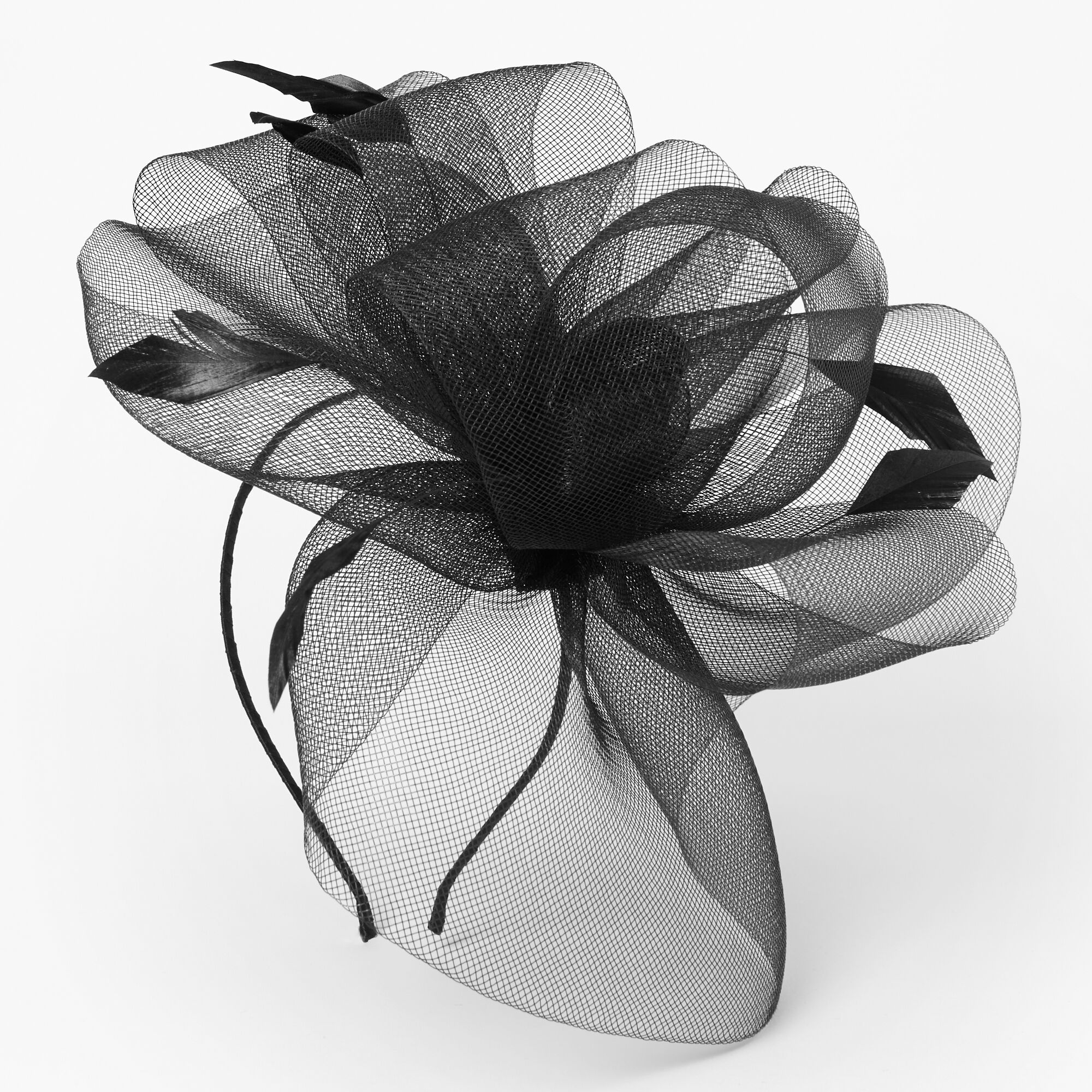 View Claires Feather Swirl Fascinator Headband Black information