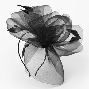 Black Feather Swirl Fascinator Headband,