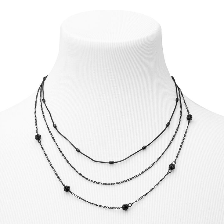 Collier cha&icirc;ne multi-rangs boule de feu noir,