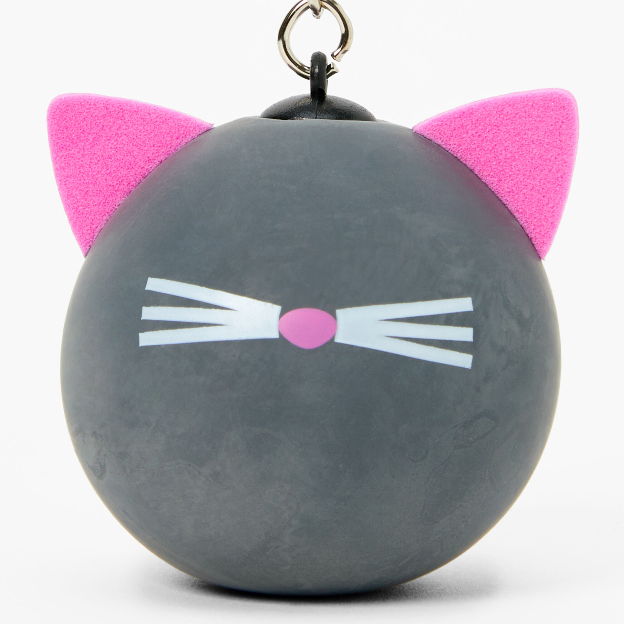 Pink & Black Cat Stress Ball Keychain,