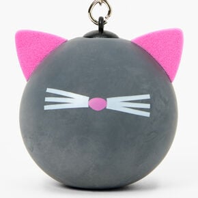 Pink &amp; Black Cat Stress Ball Keychain,