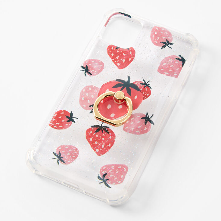 Coque de protection pour portable avec support &agrave; paillettes fraise - Compatible avec iPhone&reg;&nbsp;11,