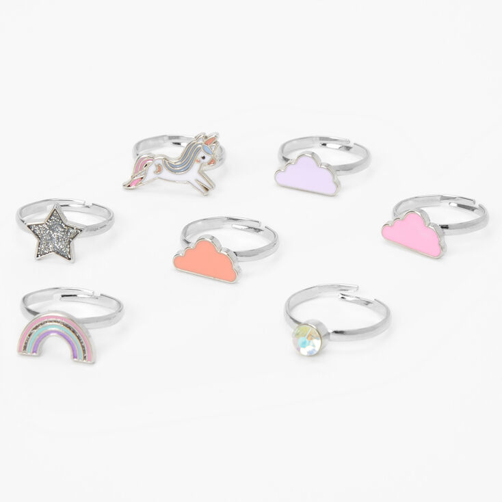 Claire&#39;s Club Unicorn Rainbow Rings - 7 Pack,