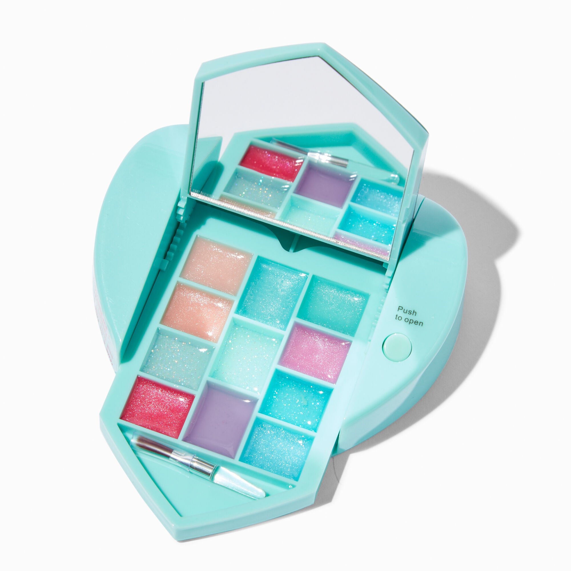 Claire's Club Teal Unicorn Bling Heart Mechanical Lip Gloss Set,