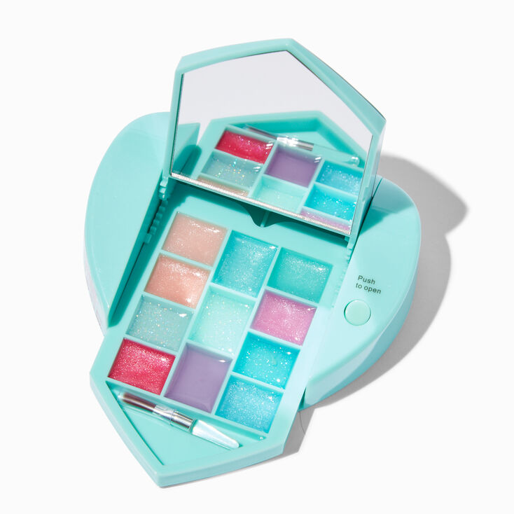 Claire&#39;s Club Teal Unicorn Bling Heart Mechanical Lip Gloss Set,