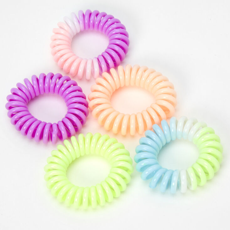 Two-Tone Spiral Hair Ties - 5 Pack | Claire's US