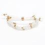 Gold Beaded Adjustable Bracelet - Ivory,