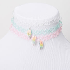 Best Friends Pastel Heart Glow In The Dark Tattoo Choker Necklaces - 3 Pack,