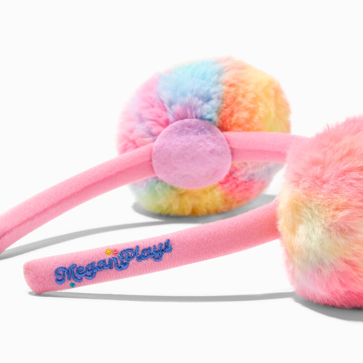 MeganPlays&trade; Claire&#39;s Exclusive Pastel Rainbow Pom Pom Headband,
