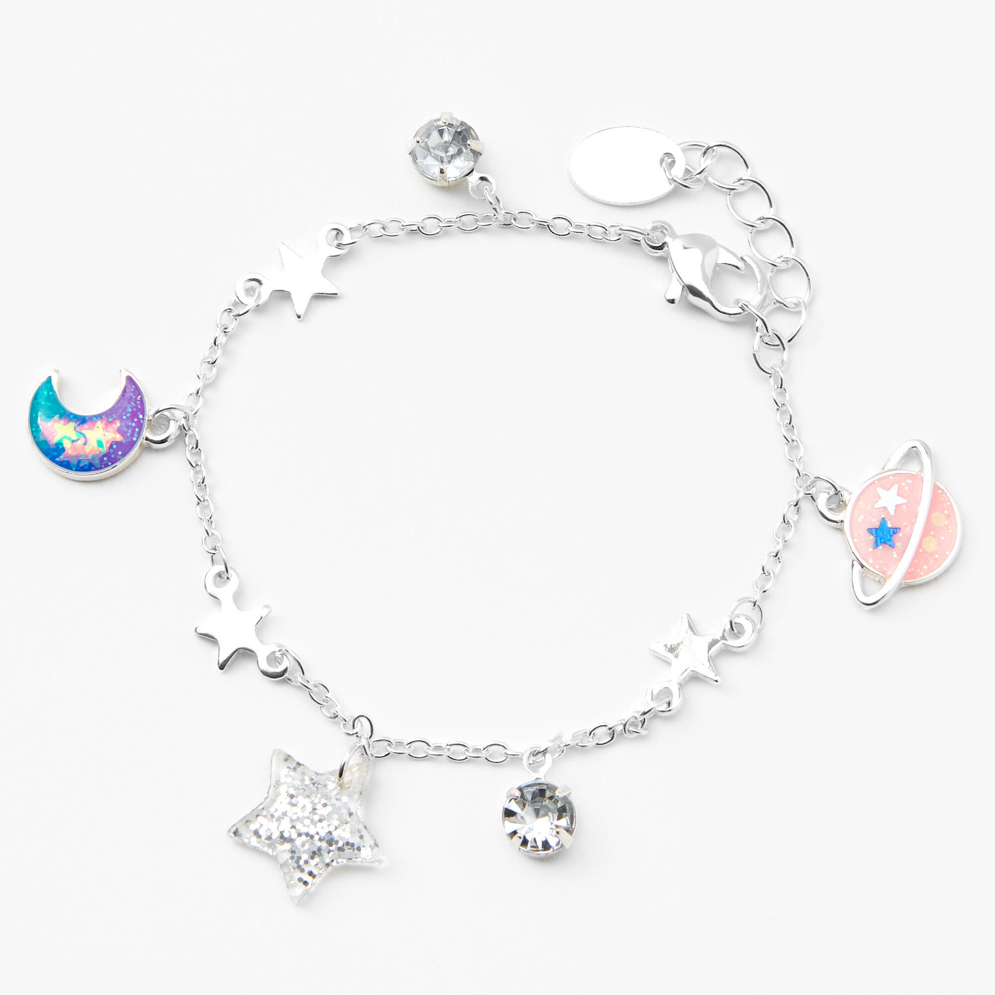 Silver Celestial Icons Glow in the Dark Charm Bracelet Claire s US
