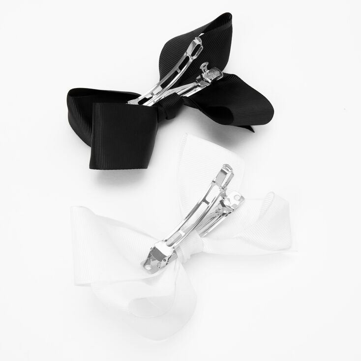 Black/White Cheer Bow Hair Barrettes - 2 Pack,