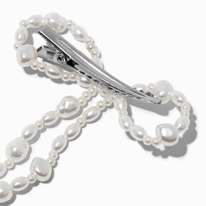 Long Pearl Hair Bow Clip,