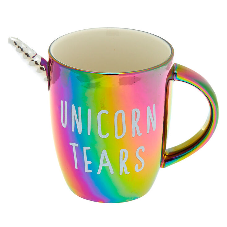 Claire's Mug en céramique arc-en-ciel avec inscription métallisée « Unicorn Tears »