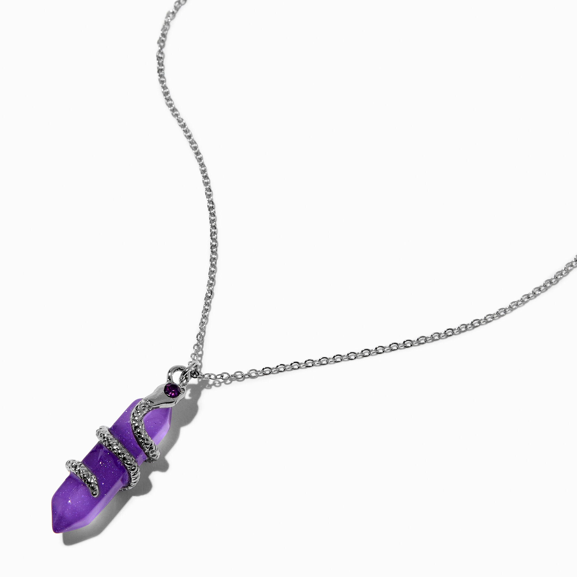 View Claires Snake Glow In The Dark Mystical Gem Pendant Necklace Purple information