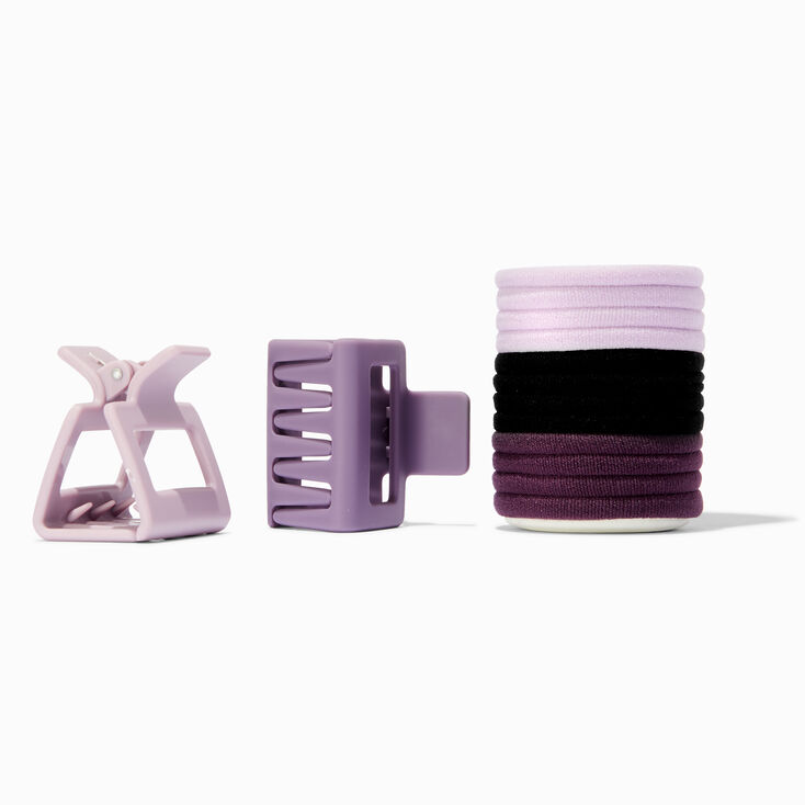 Purple Athletic Hair Claws &amp; Hair Ties - 14 Pack,